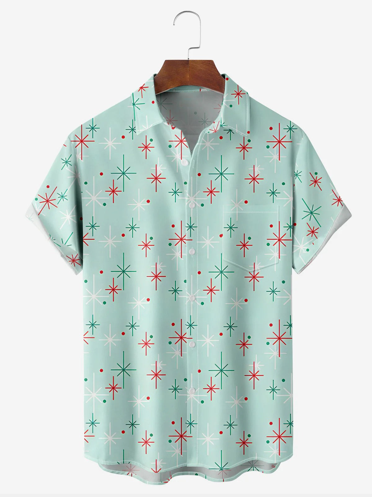 Geometric Casual Short Sleeve Men's Shirts With Pocket