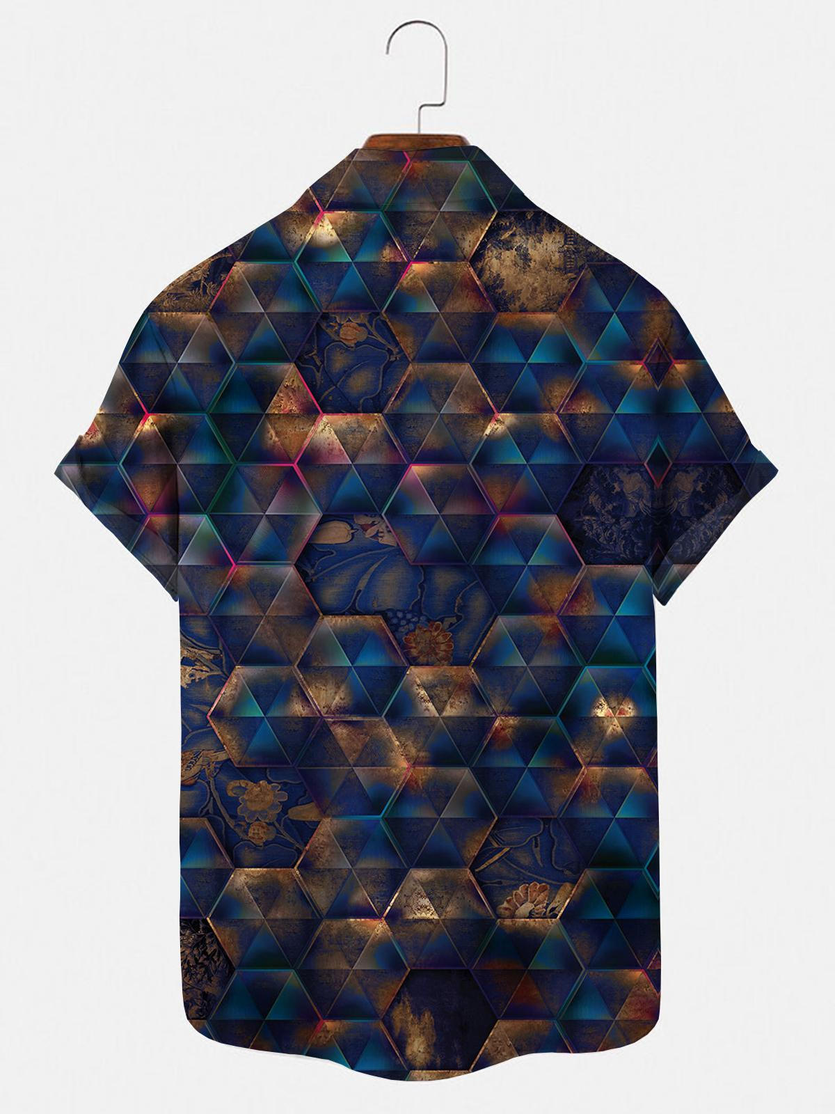 Geometry Flower Men's Shirts With Pocket