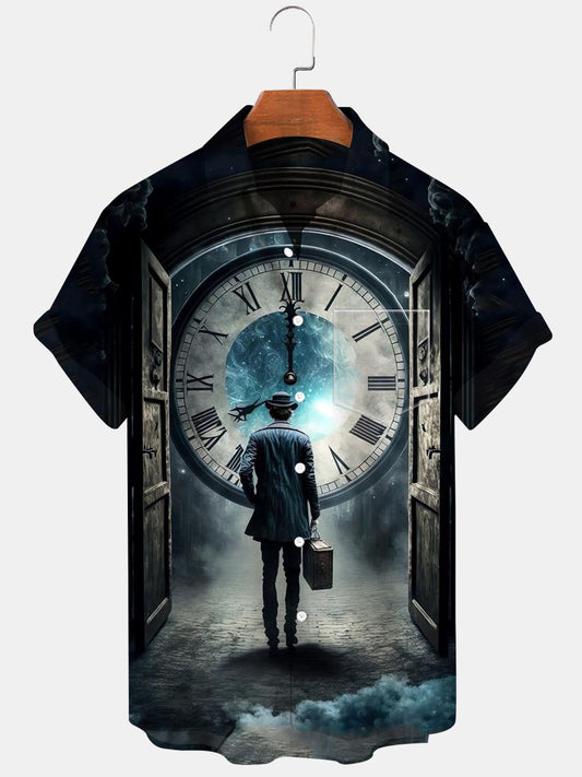 Clock Men's Shirts With Pocket