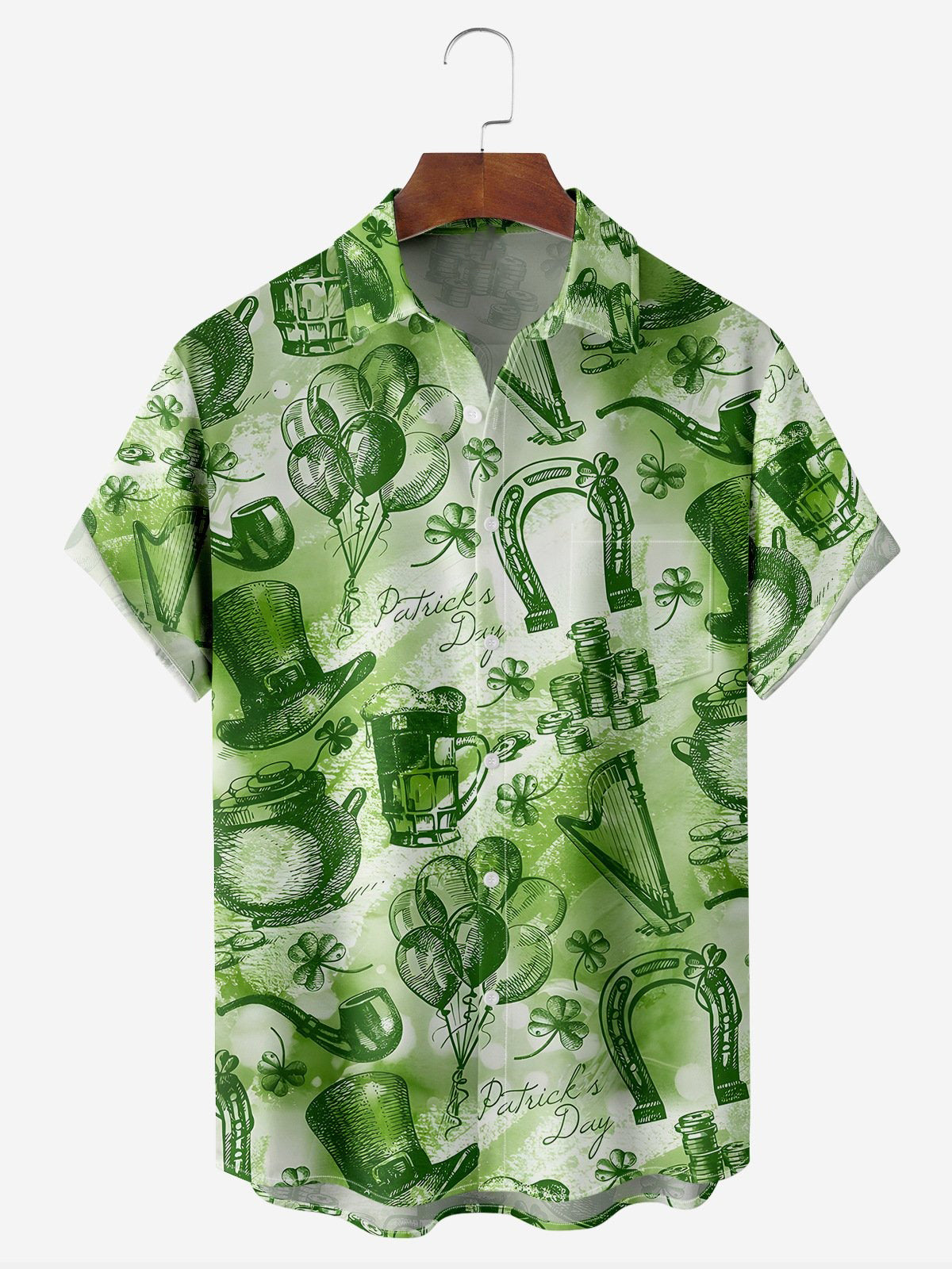 St. Patrick's Day Vacation Short Sleeve Men's Shirts With Pocket