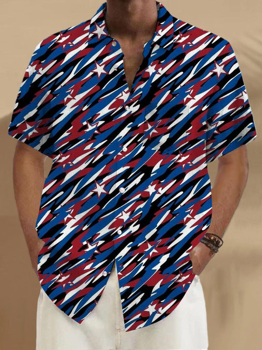 Star Short Sleeve Men's Shirts With Pocket