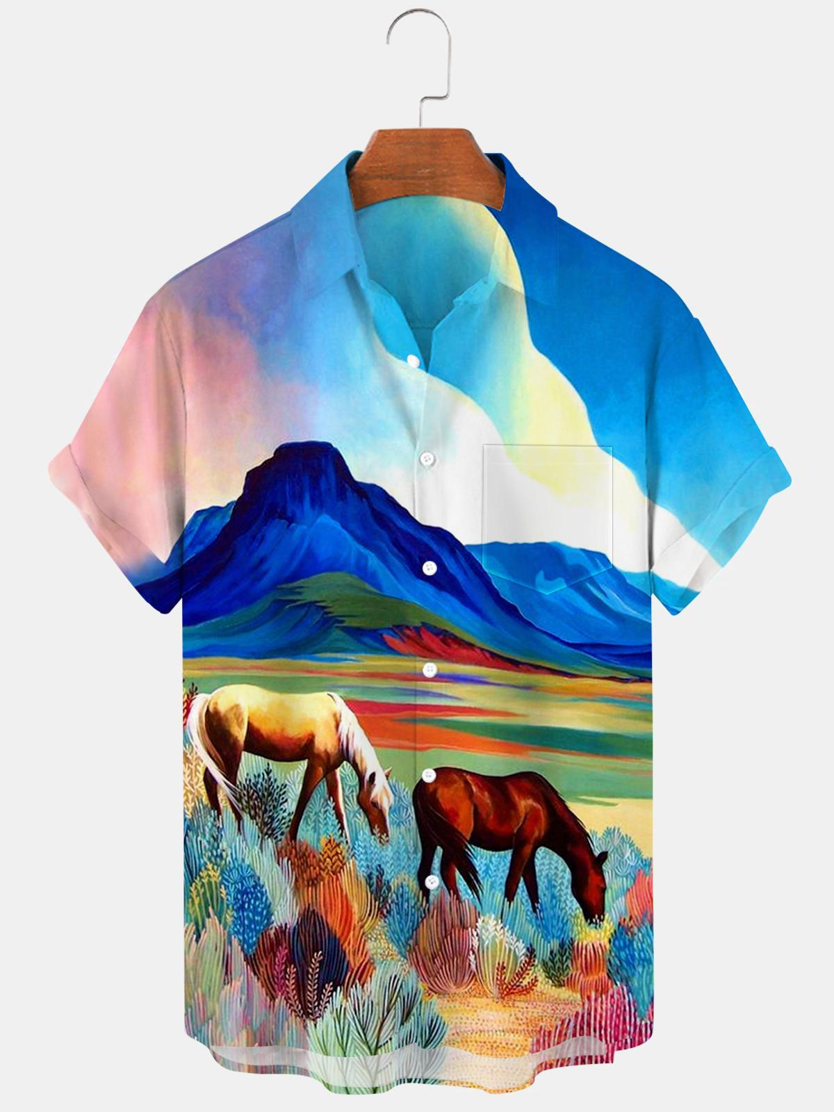 Horse Mountain Men's Shirts With Pocket