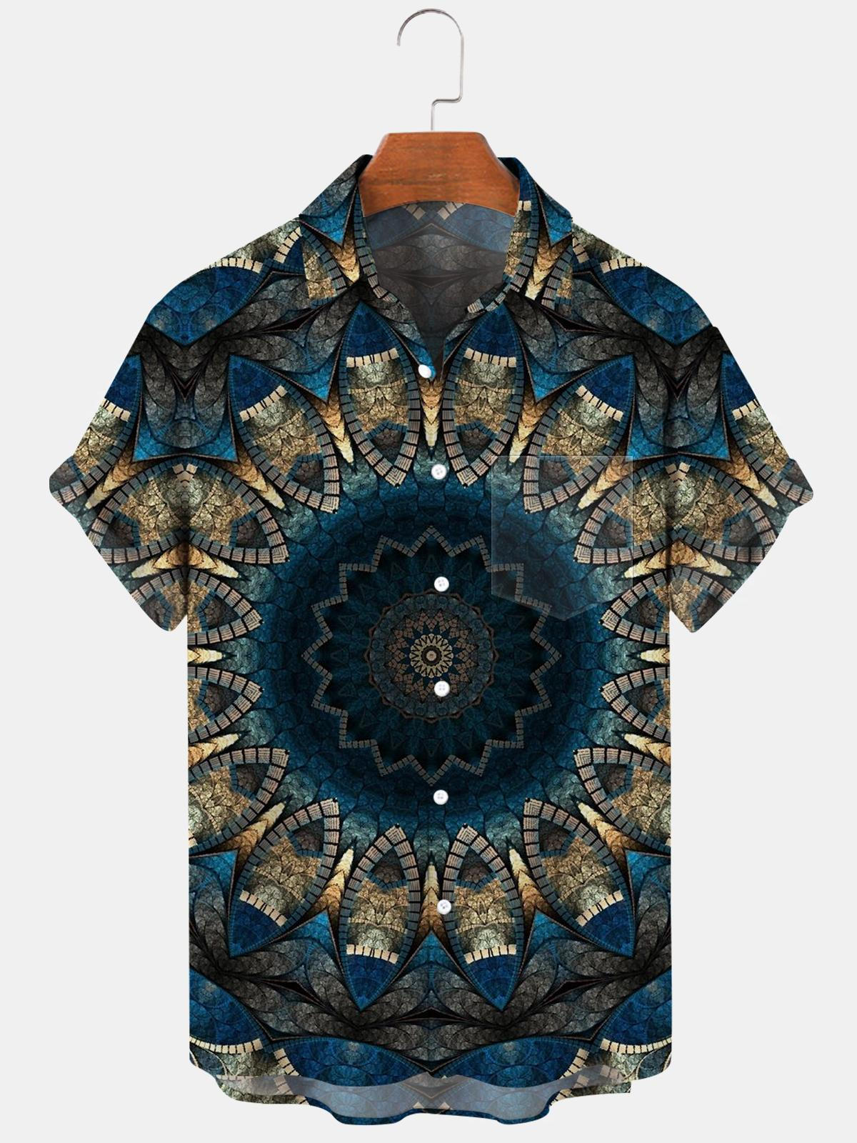 Abstract Men's Shirts With Pocket