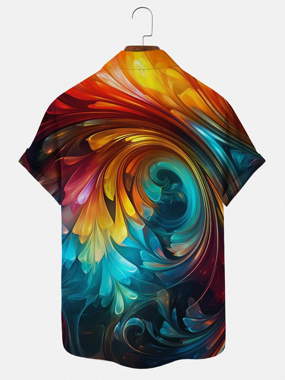 Abstract Men's Shirts With Pocket