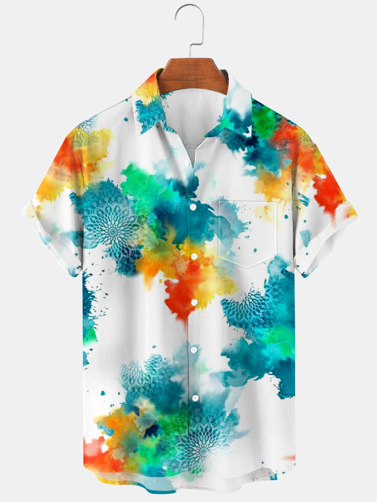 Abstract Men's Shirts With Pocket