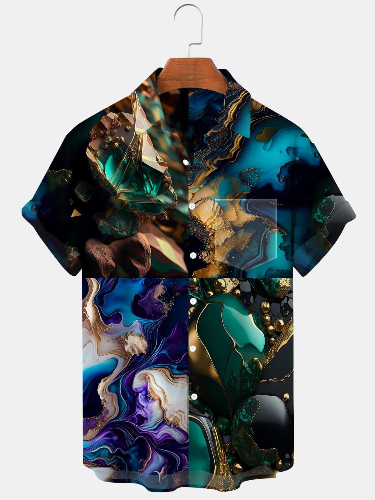 Abstract Men's Shirts With Pocket