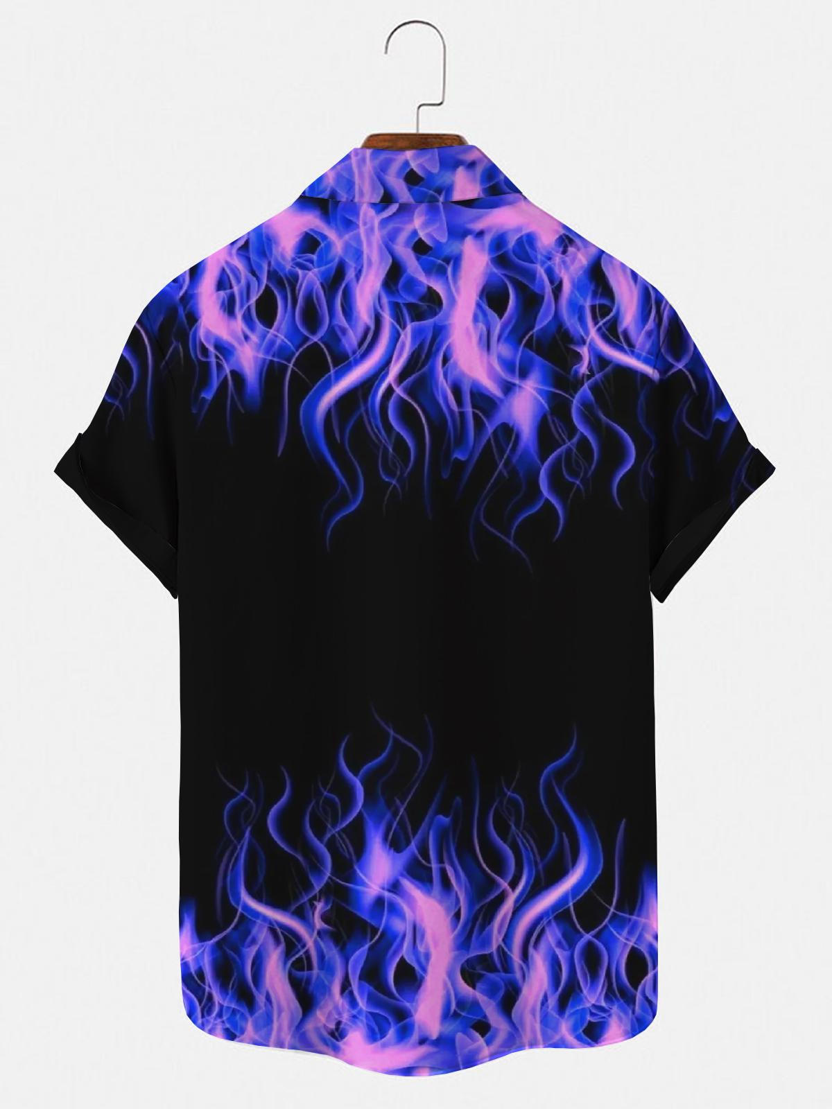 Abstract Flame Men's Shirts With Pocket