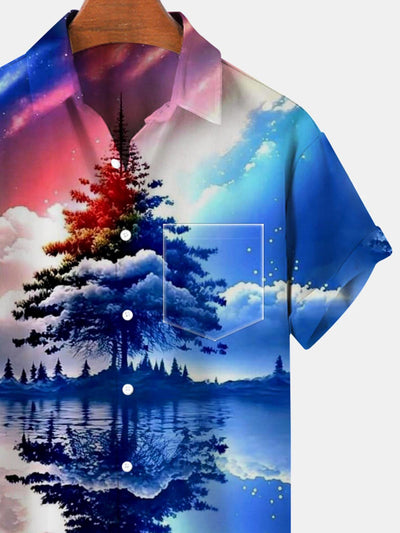 Tree Lake Aurora Short Sleeve Men's Shirts With Pocket