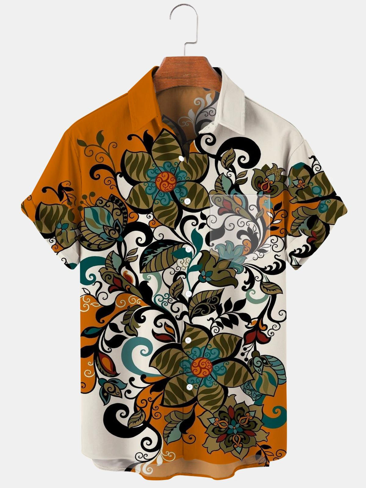 Flower Men's Shirts With Pocket