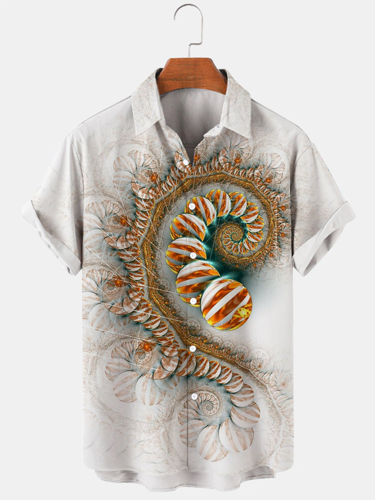 Abstract Print Short Sleeve Men's Shirts With Pocket