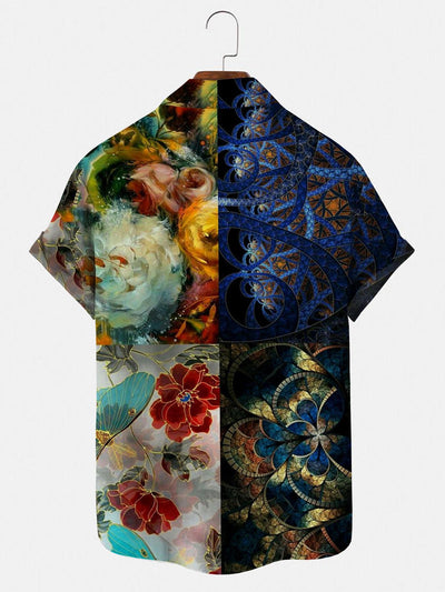 Abstract Flower Men's Shirts With Pocket