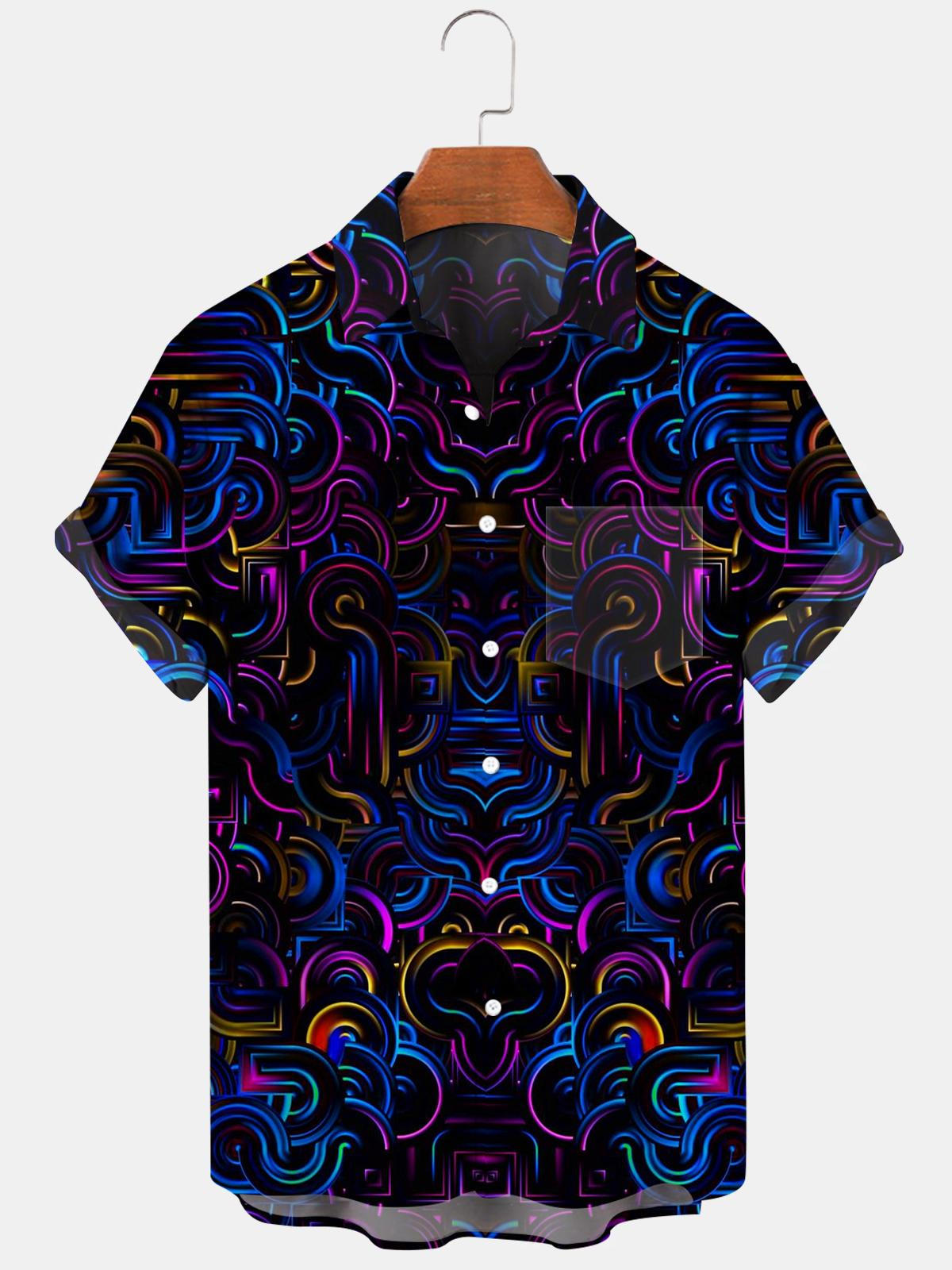 Abstract Men's Shirts With Pocket