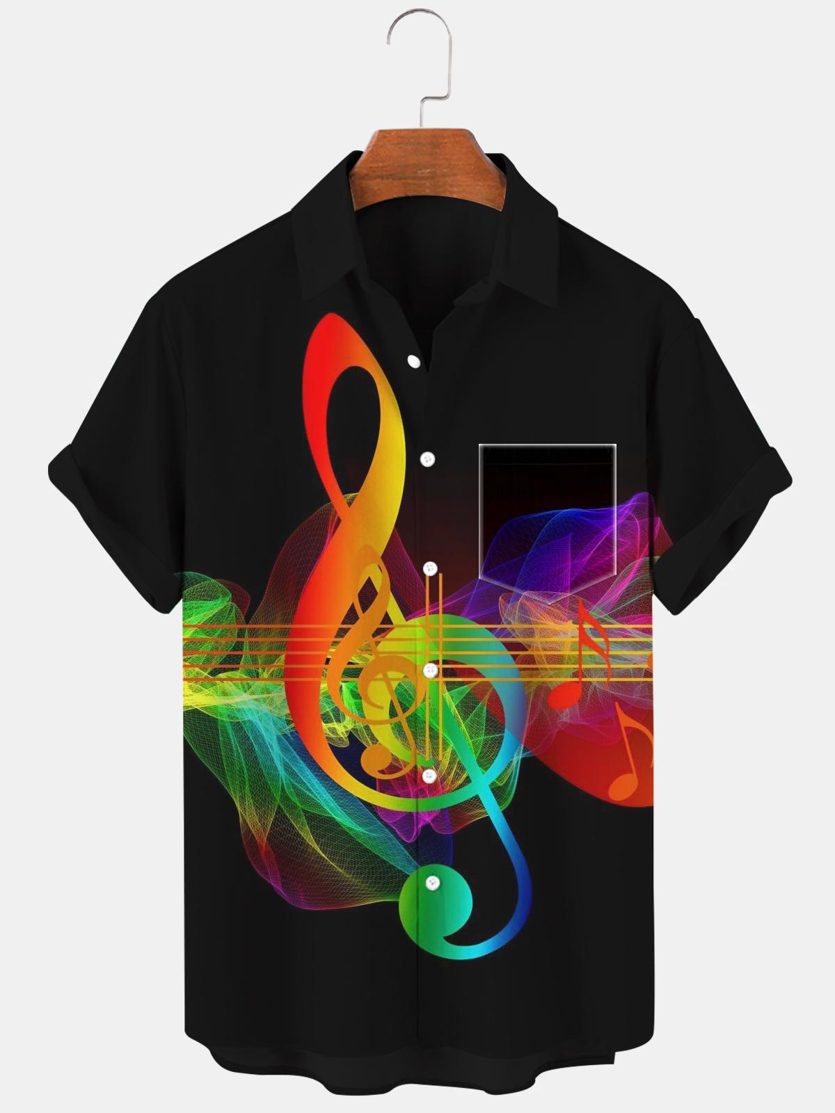 Musical Note Men's Shirts With Pocket