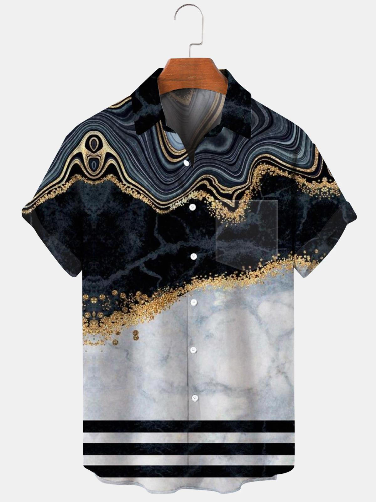 Abstract Men's Shirts With Pocket