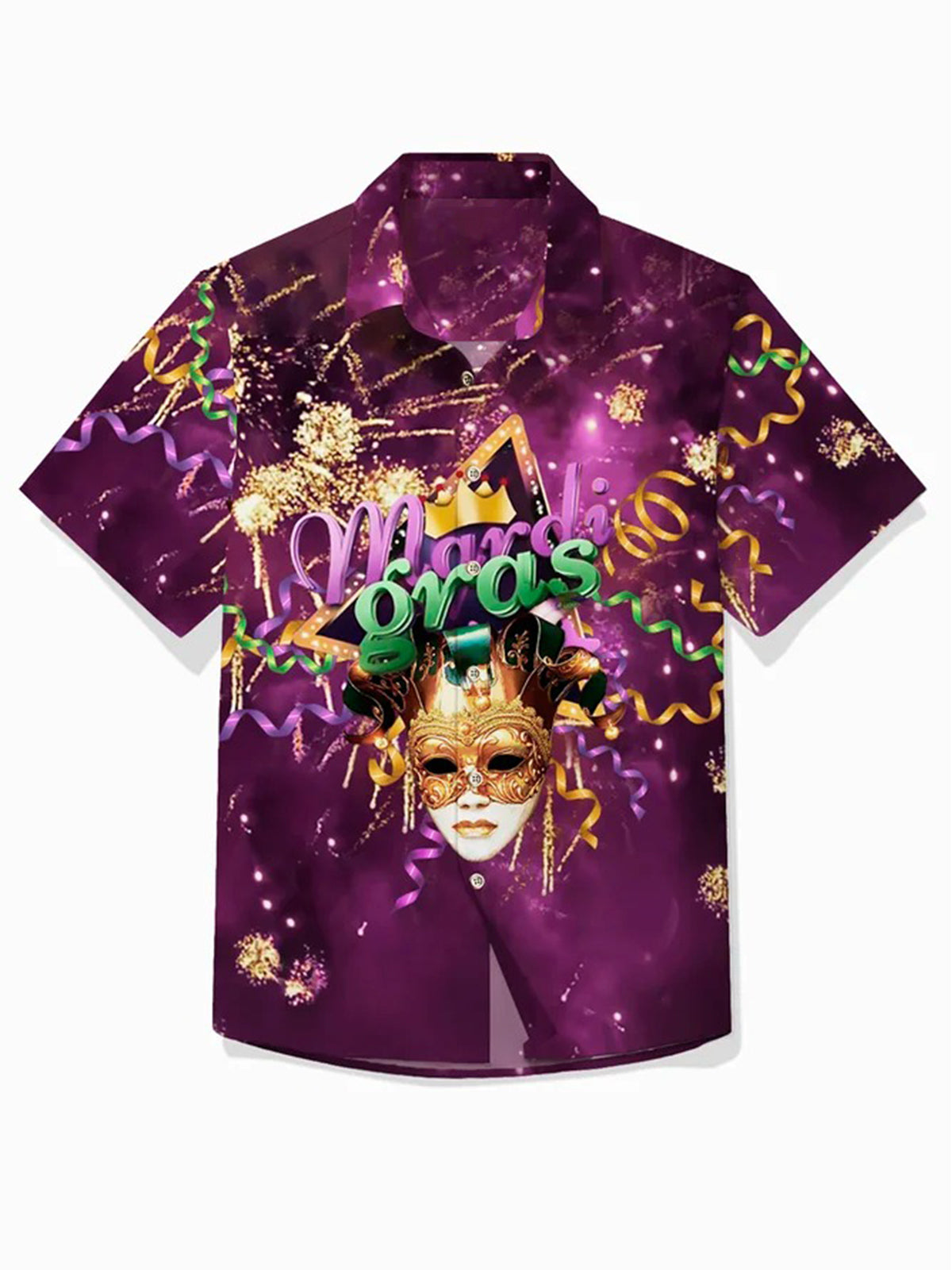 Mardi Gras Metal Mask Abstract Short Sleeve Men's Shirts