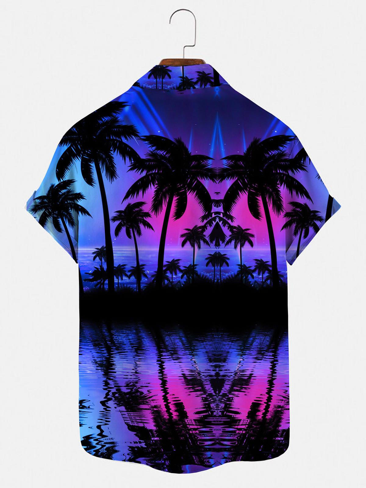 Hawaiian Coconut Tree Men's Shirts With Pocket