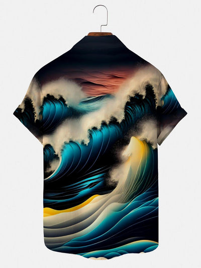 Sea Wave Herrenhemden mit Tasche