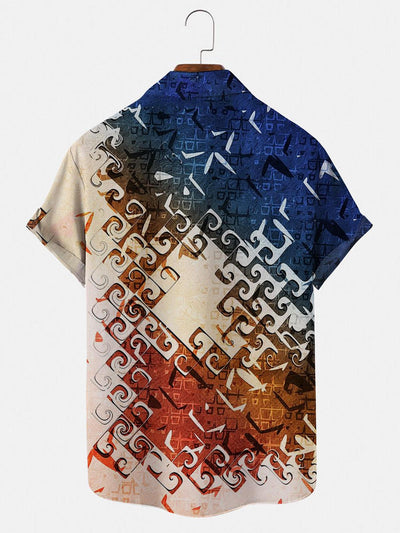 Abstract Men's Shirts With Pocket