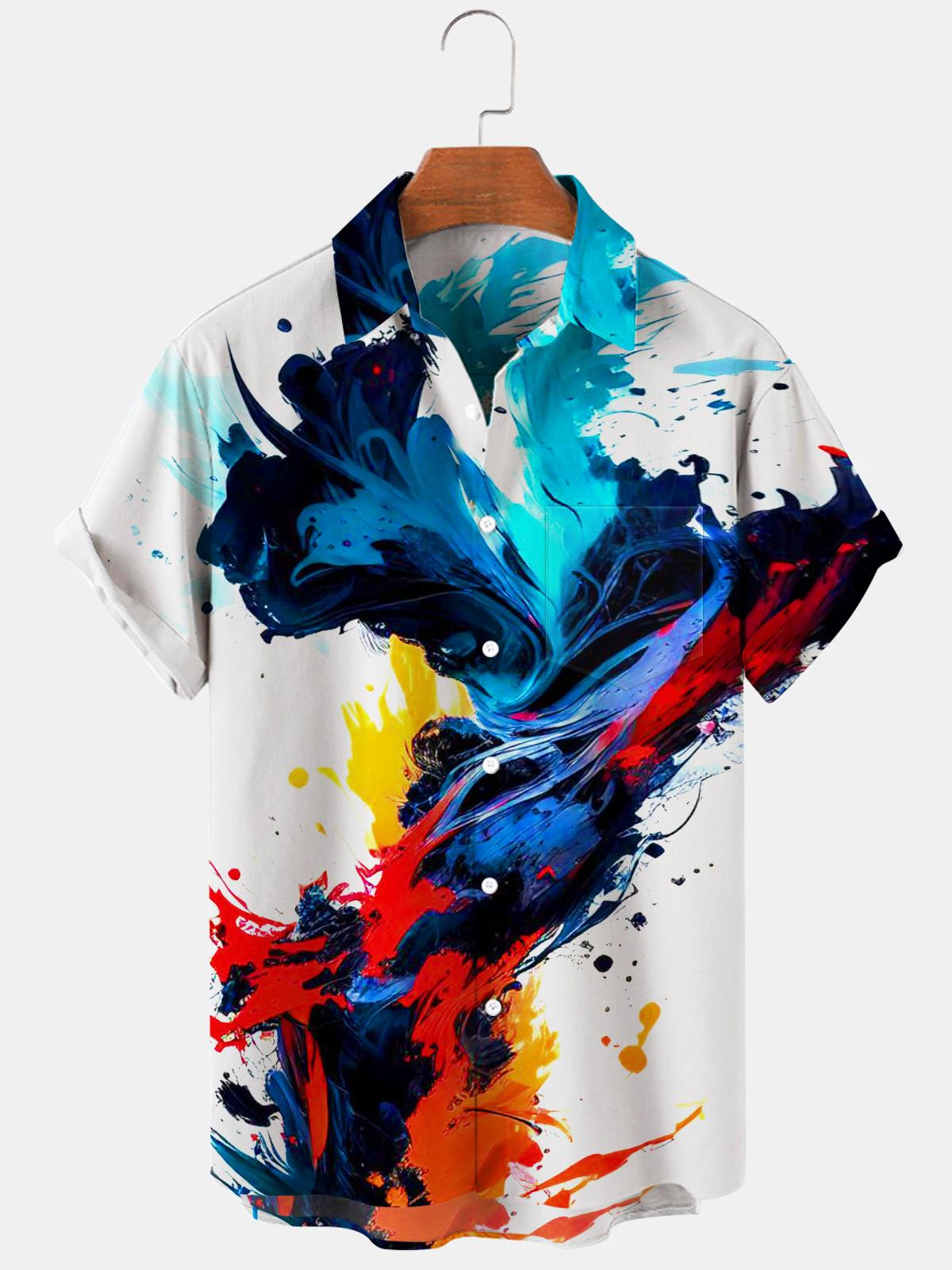 Abstract Gradient Men's Shirts With Pocket