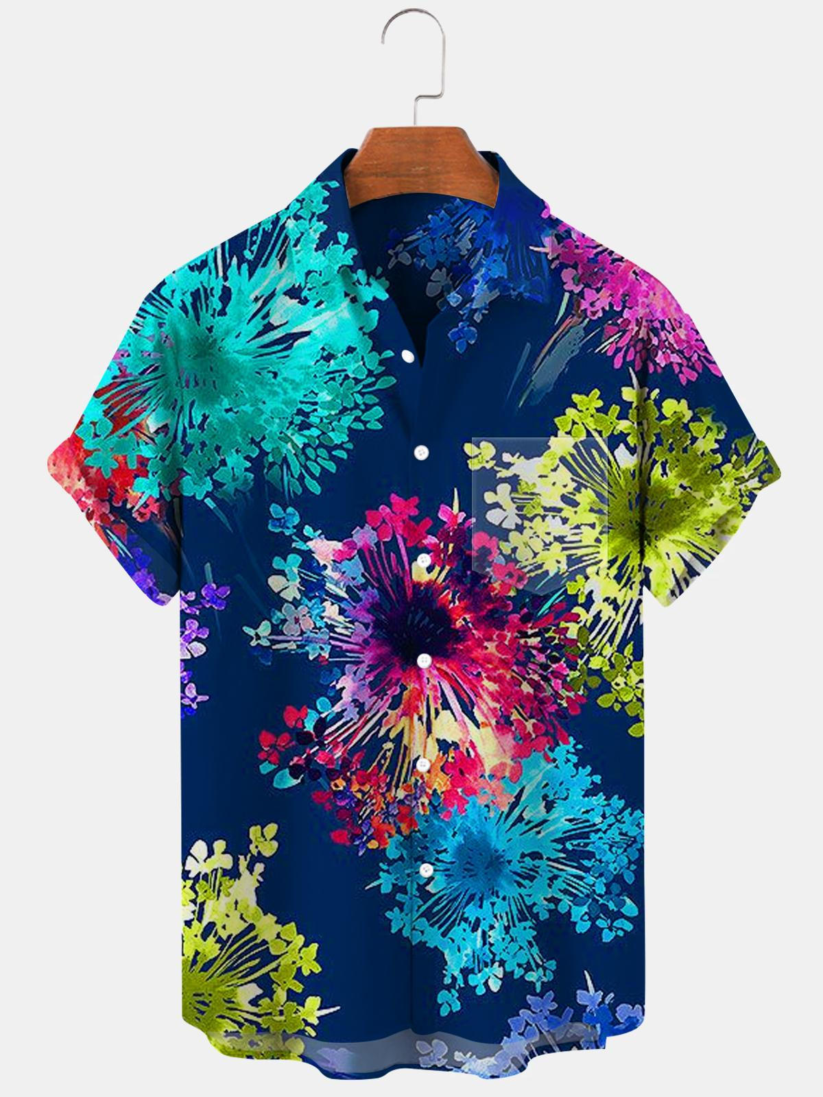 Flower Men's Shirts With Pocket