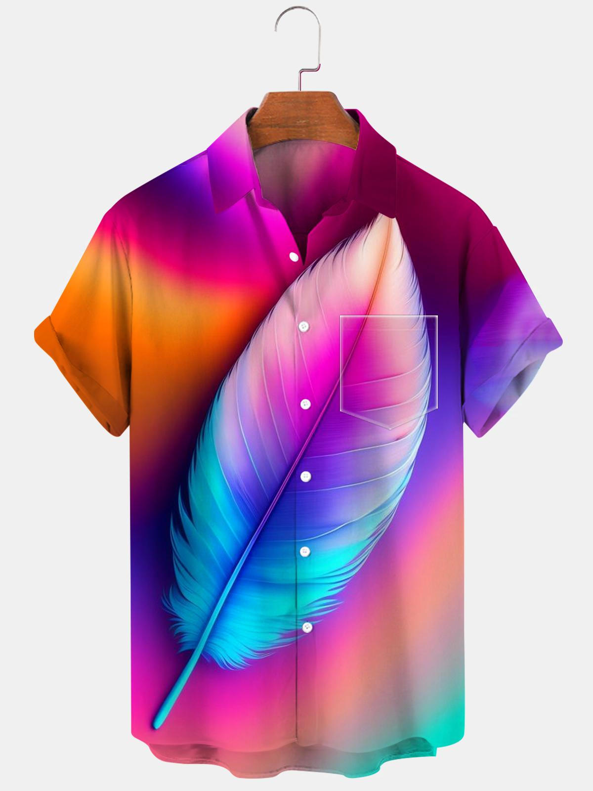 Feather Men's Shirts With Pocket