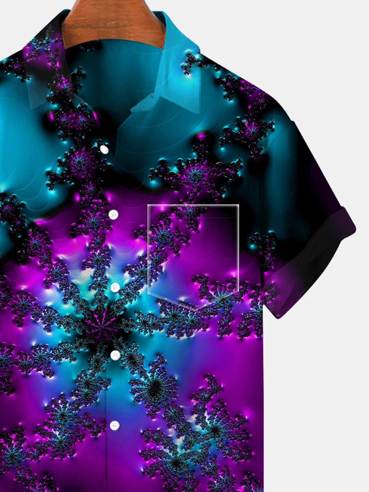 Abstract Short Sleeve Men's Shirts With Pocket