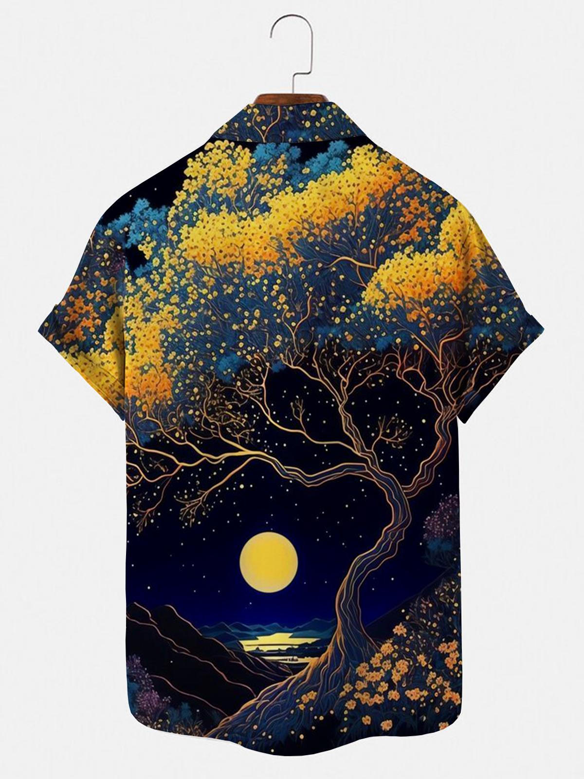 Tree Moon Herrenhemden mit Tasche