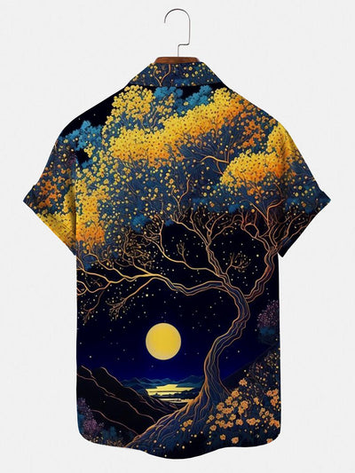 Tree Moon Men's Shirts With Pocket