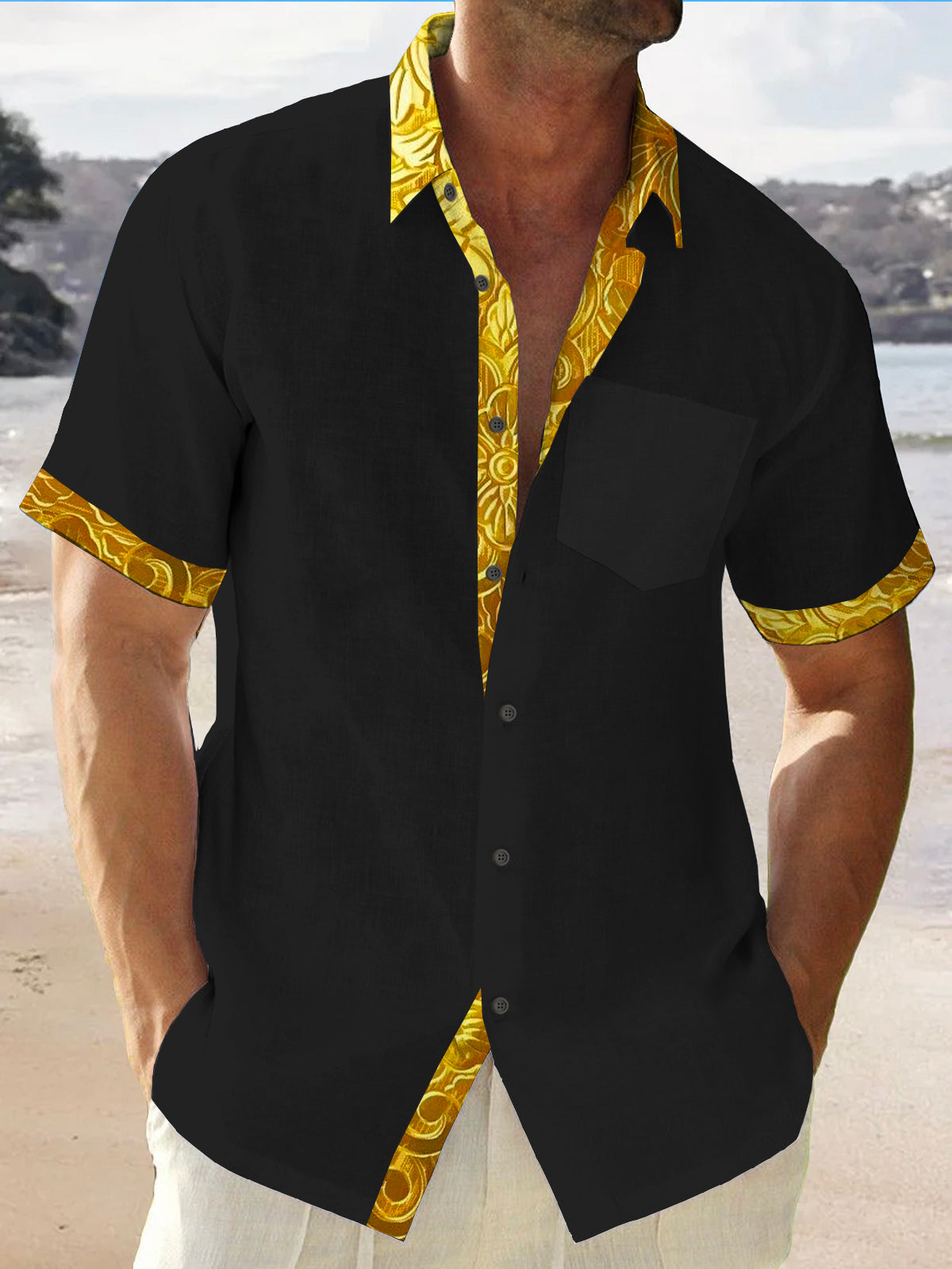 Hawaiian Short Sleeve Men's Shirts With Pocket