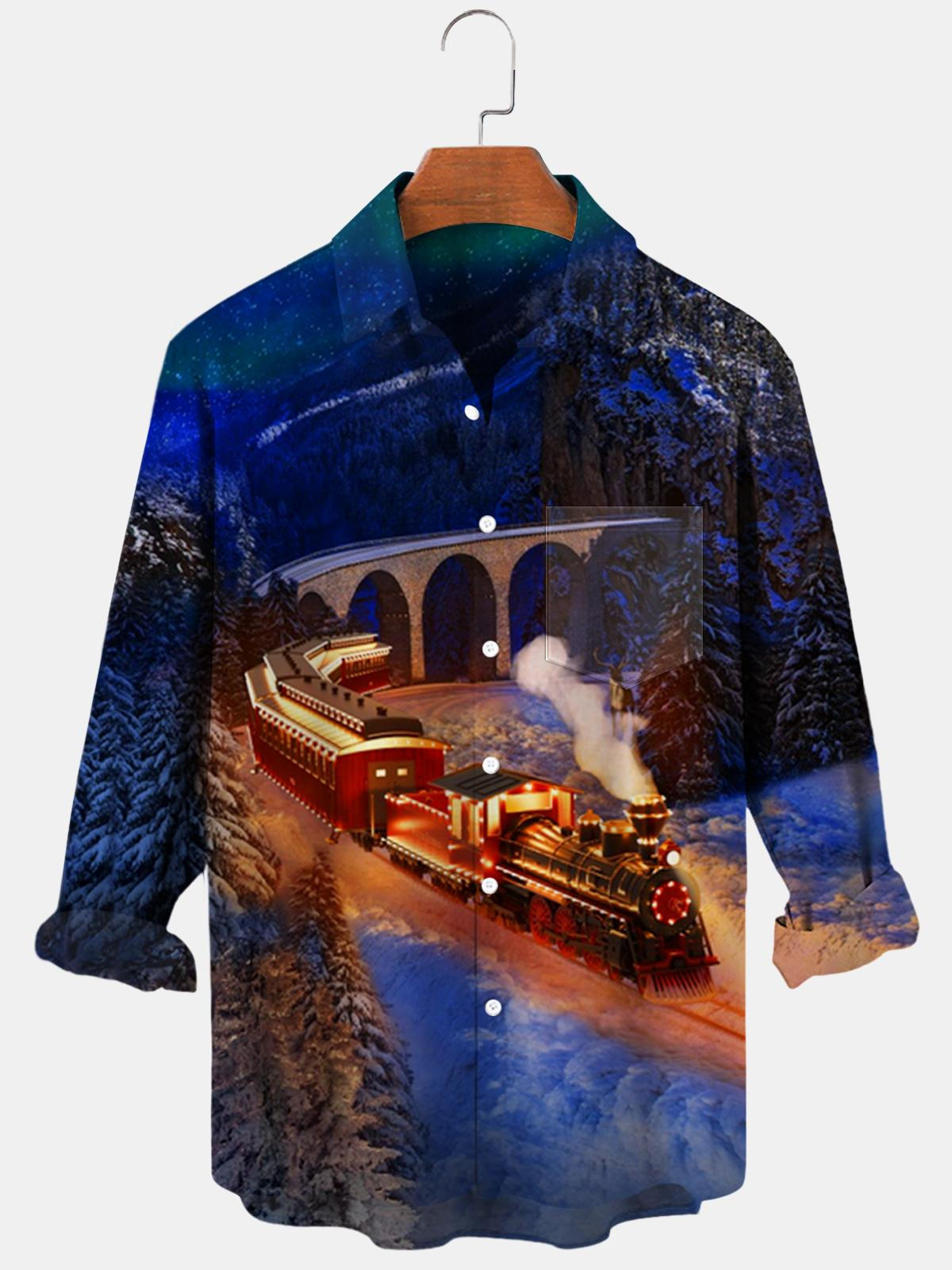 Train Long Sleeve Men's Shirts With Pocket