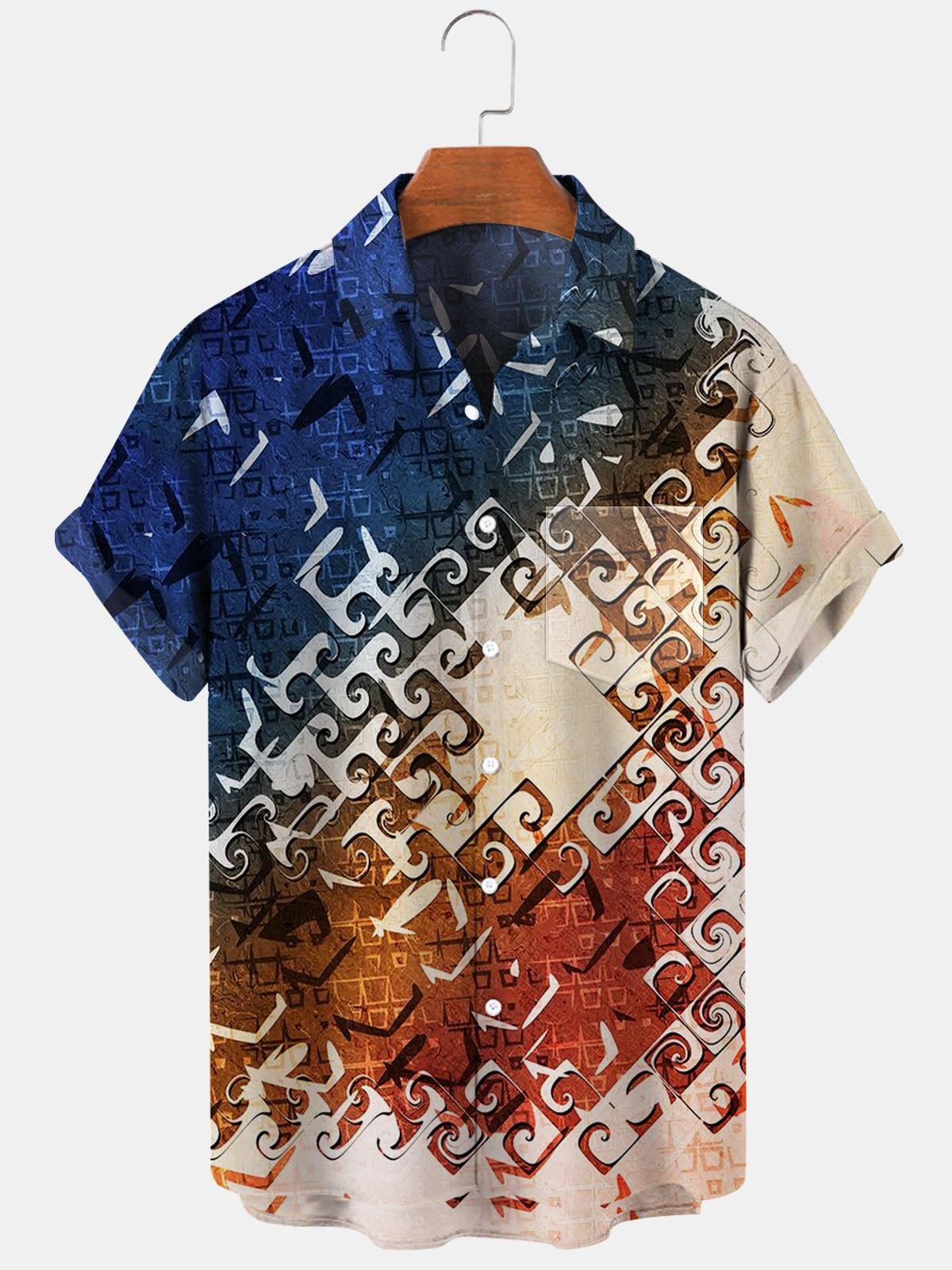 Abstract Men's Shirts With Pocket