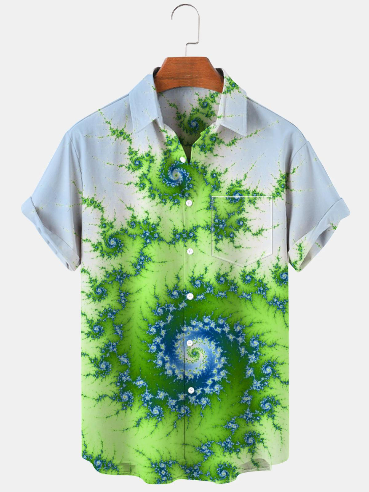 Abstract Short Sleeve Men's Shirts With Pocket