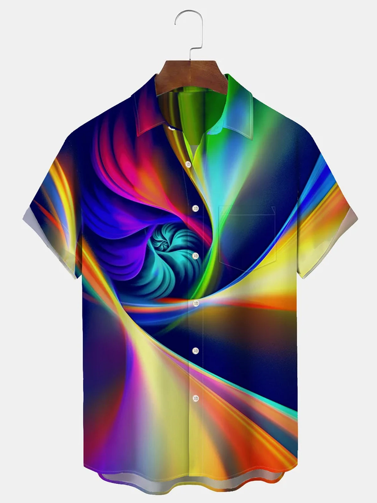 Abstract Short Sleeve Men's Shirts With Pocket