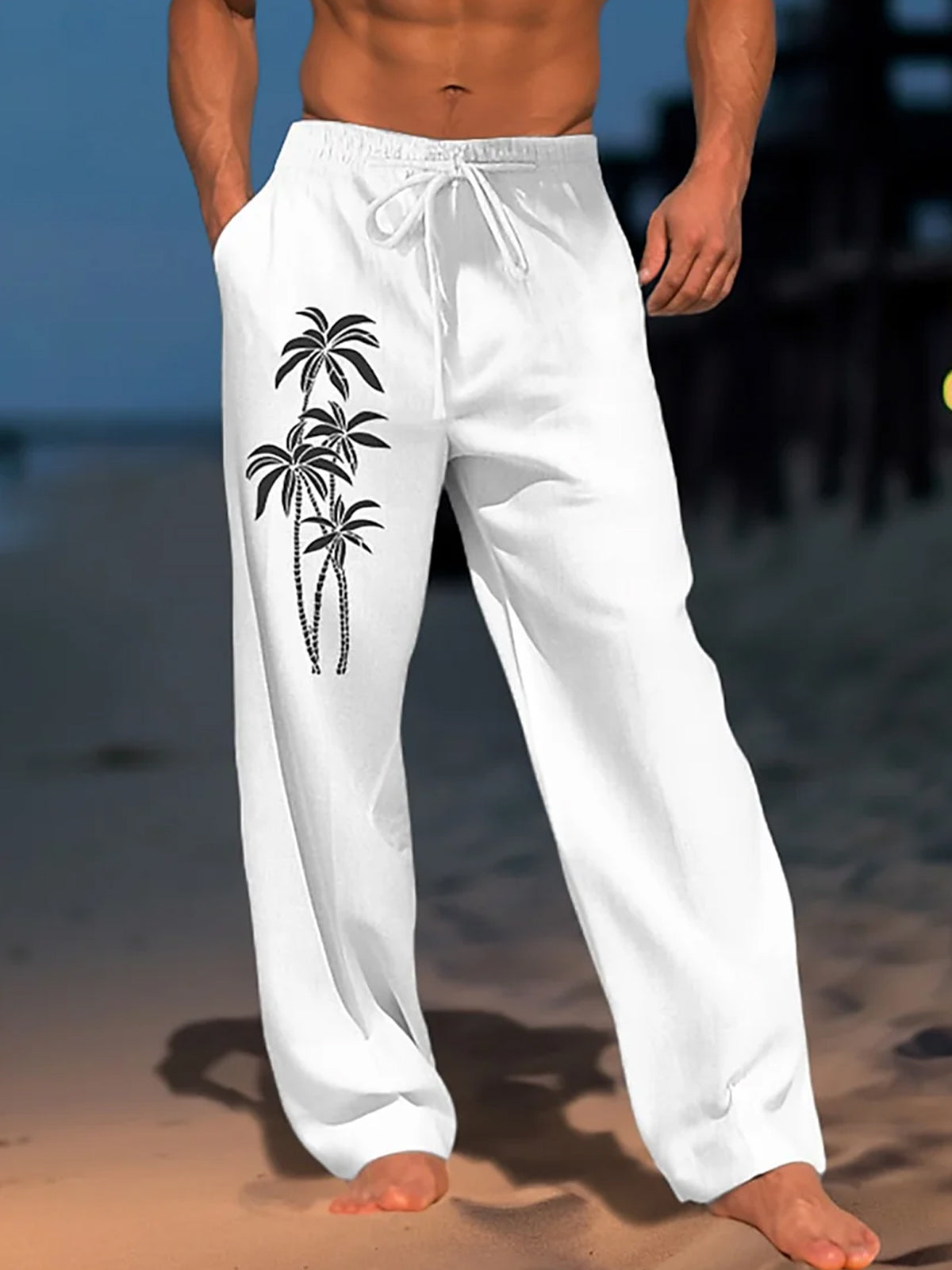 Hawaiian Coconut Tree Herren Freizeithose mit elastischer Taille