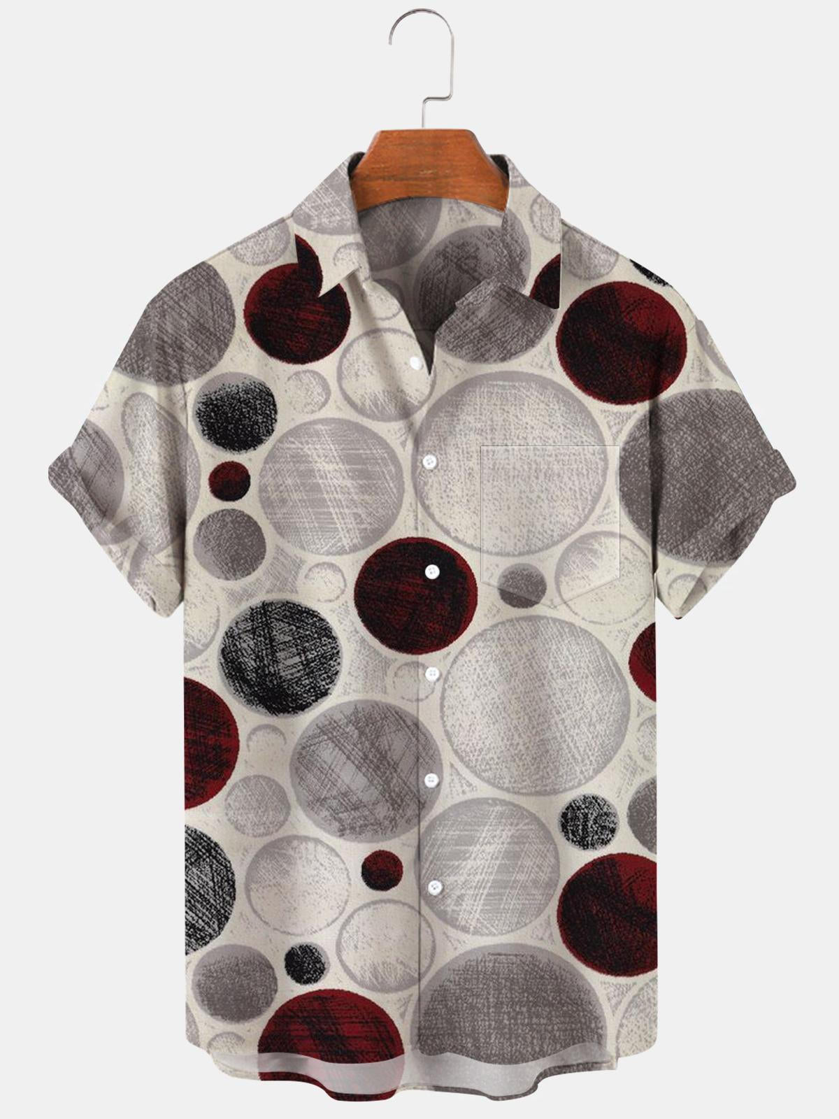 Geometry Polka Dots Men's Shirts With Pocket